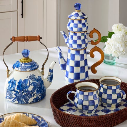 Royal Check Stackable Coffee Set & Mugs Set