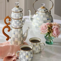 Sterling Check Stackable Coffee Set & Mugs Set