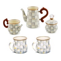 Sterling Check Stackable Coffee Set & Mugs Set