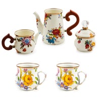 White Flower Market Stackable Coffee Set & Mugs Set