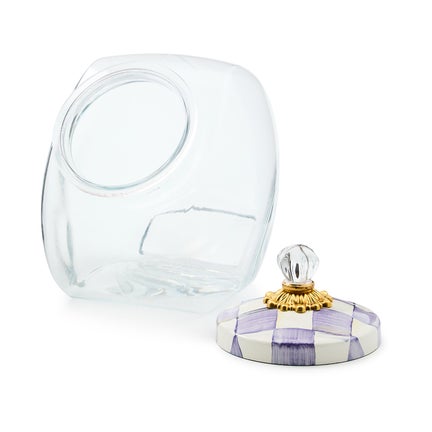 Sweets Jar with Violet Check Lid