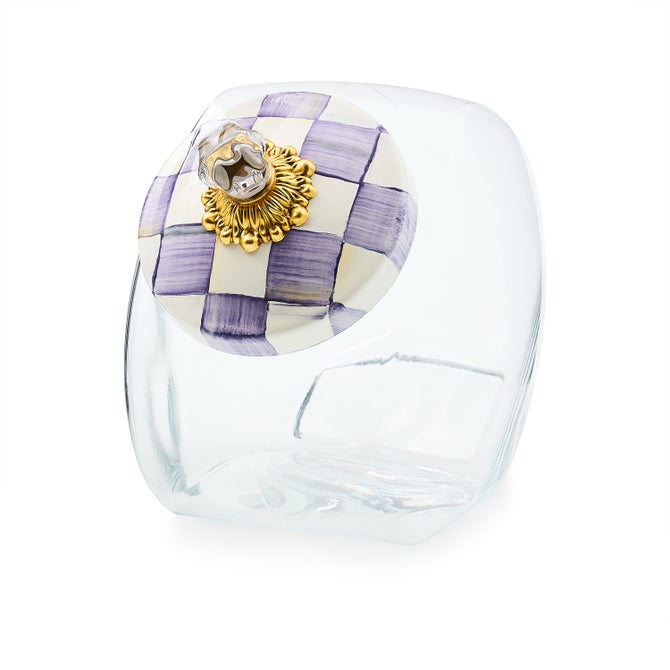 Sweets Jar with Violet Check Lid image number 0
