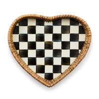 Courtly Check Enamel & Rattan Heart Tray