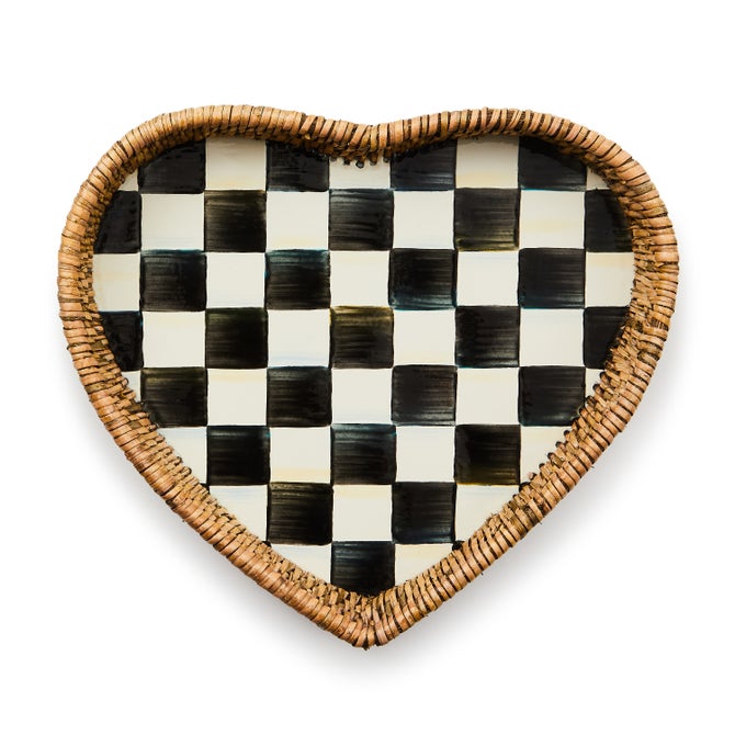 Courtly Check Enamel & Rattan Heart Tray image number 2