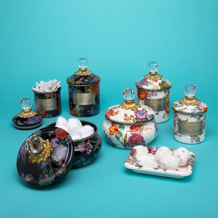 White Flower Market Mini Canister