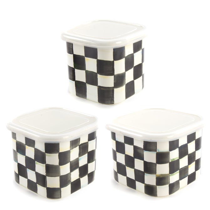 Courtly Check Enamel Deep Squarage Bowl Set of 3 image number 0