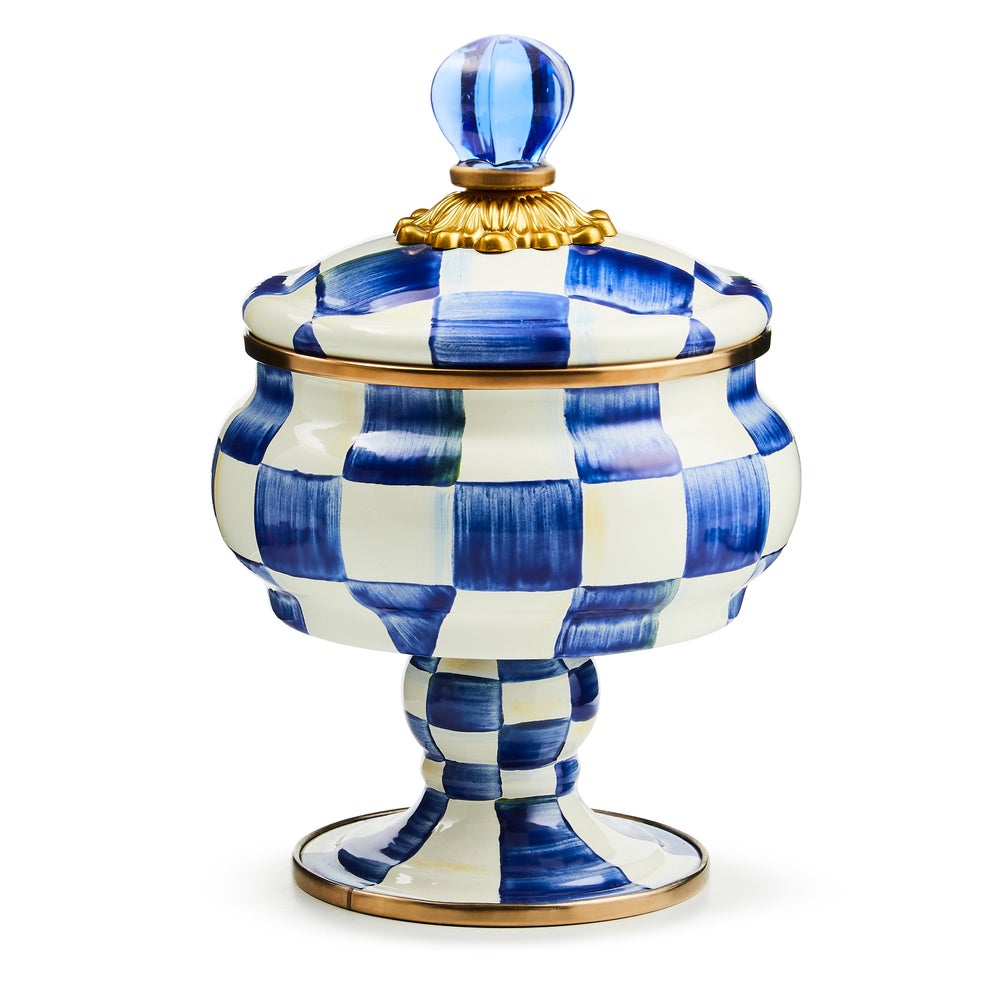 Courtly Check Curiosity Pot - Royal Check mackenzie-childs Panama imagen 1