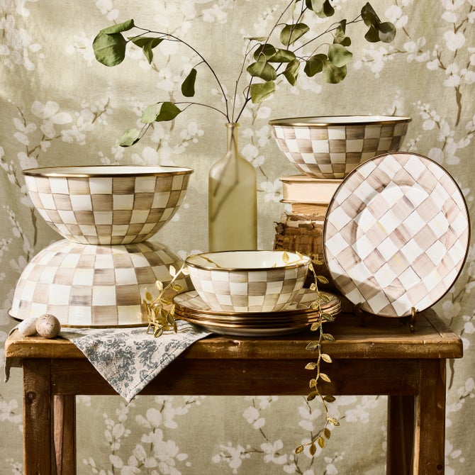 Mocha Check Small Everyday Bowl image number 5