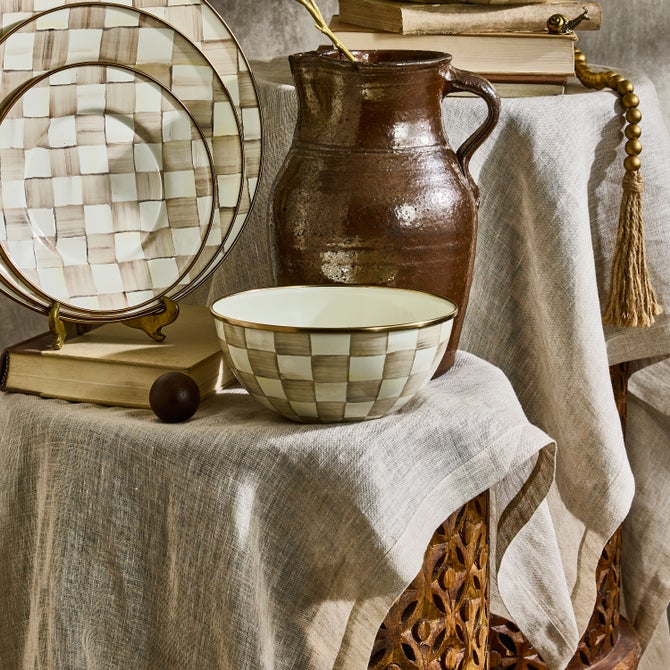 Mocha Check Small Everyday Bowl image number 4