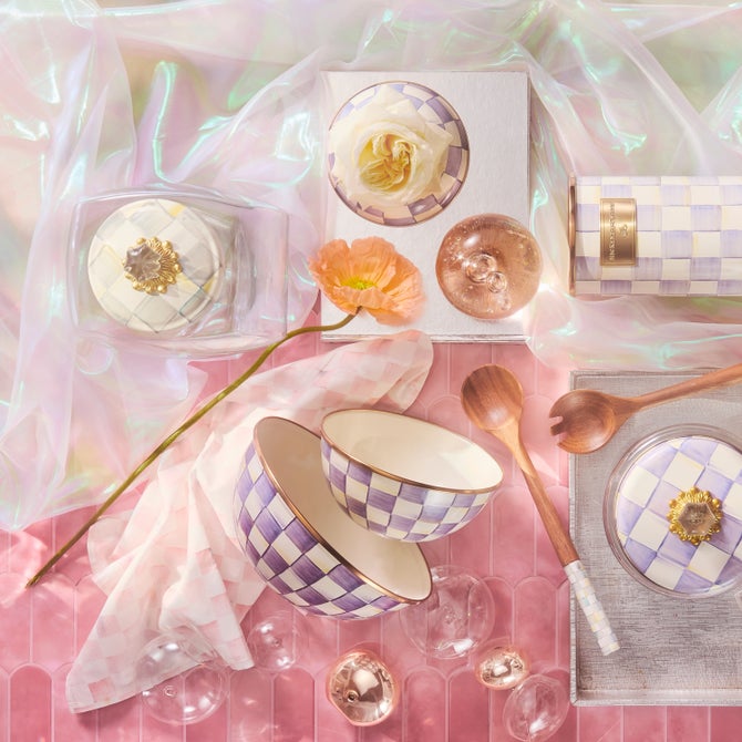 Violet Check Small Everyday Bowl image number 1