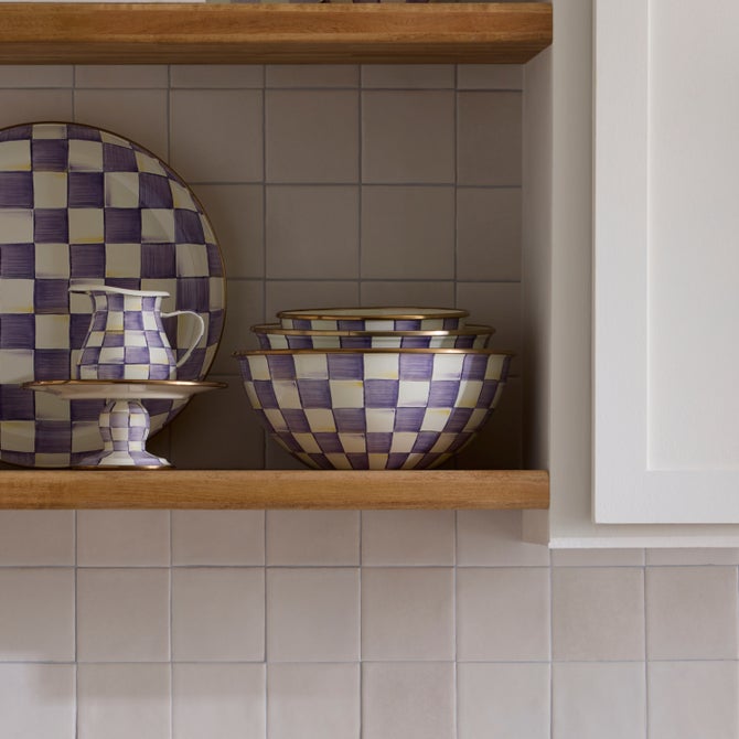 Violet Check Small Everyday Bowl image number 4