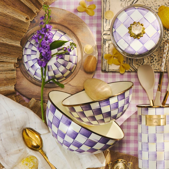 Violet Check Small Everyday Bowl image number 5