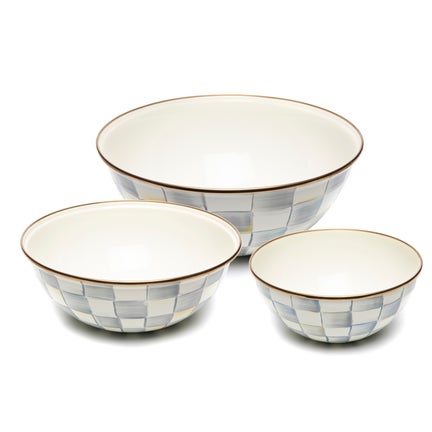 Sterling Check Mixing Bowls, Set of 3