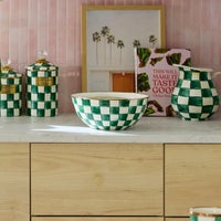 Emerald Check Enamel Everyday Bowl