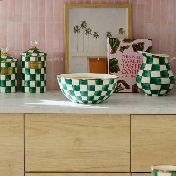 Emerald Check Enamel Everyday Bowl image number 5
