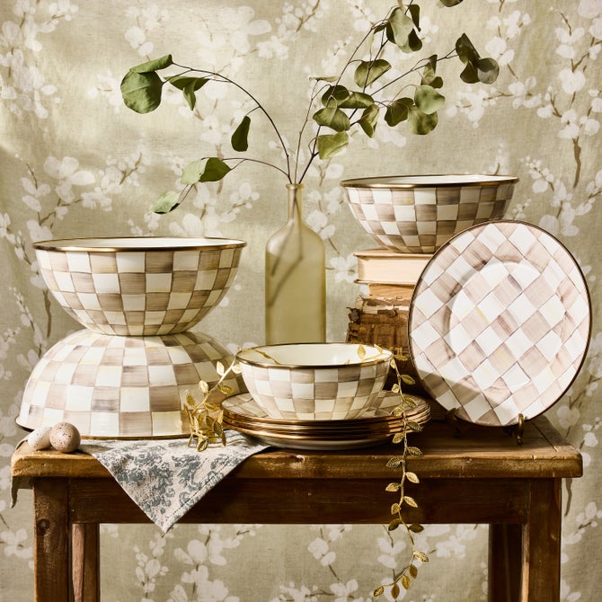 Mocha Check Enamel Everyday Bowl image number 5