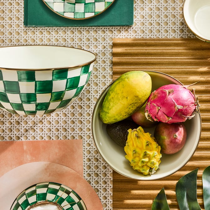 Emerald Check Enamel Everyday Bowl image number 6