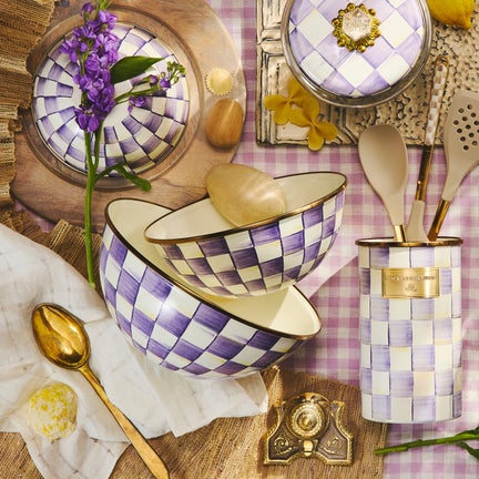 Violet Check Large Everyday Bowl