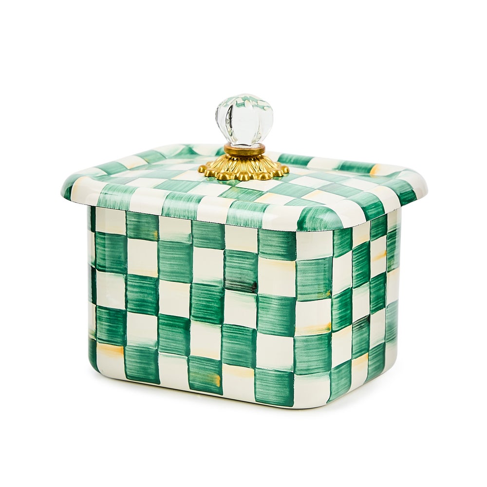 Emerald Check Recipe Box mackenzie-childs Panama imagen 1