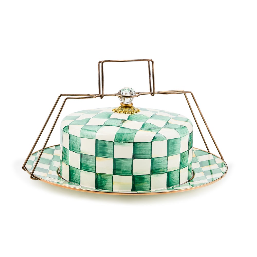 Emerald Check Cake Carrier mackenzie-childs Panama imagen 1