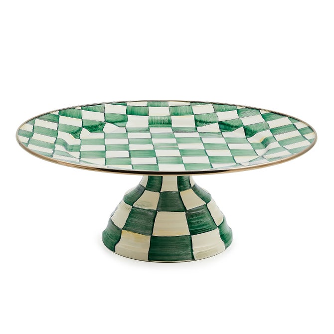 Emerald Check Large Pedestal Platter image number 0