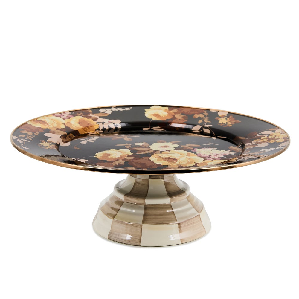 Wild Rose Brown Large Pedestal Platter mackenzie-childs Panama imagen 1