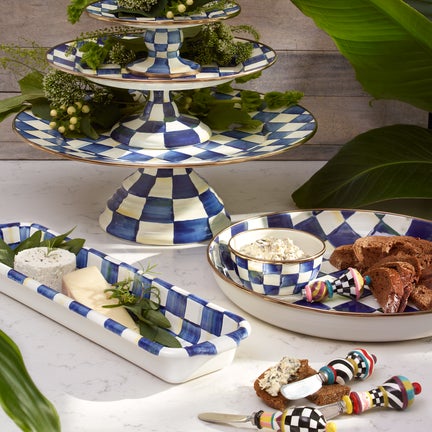 Royal Check Large Pedestal Platter
