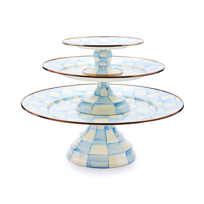 Sky Check Large Pedestal Platter image number 2