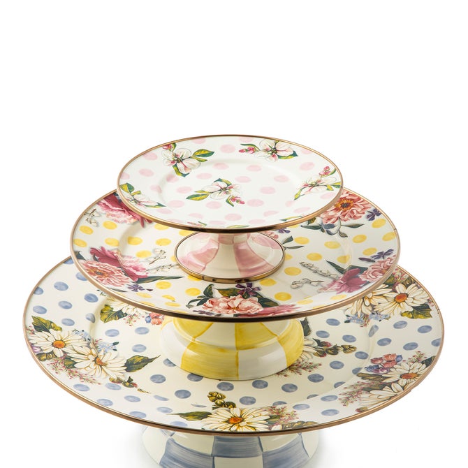 Wildflowers Blue Large Pedestal Platter image number 2