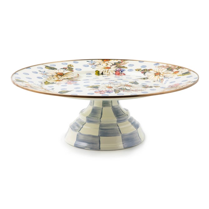 Wildflowers Blue Large Pedestal Platter image number 0