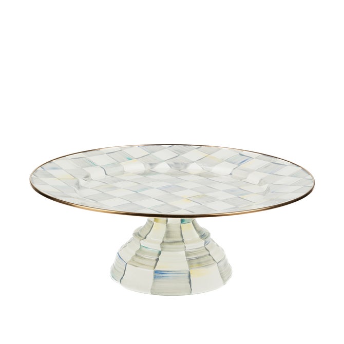 Sterling Check Large Pedestal Platter image number 0