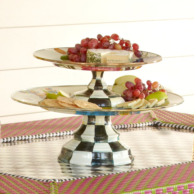 White Flower Market Large Pedestal Platter image number 4