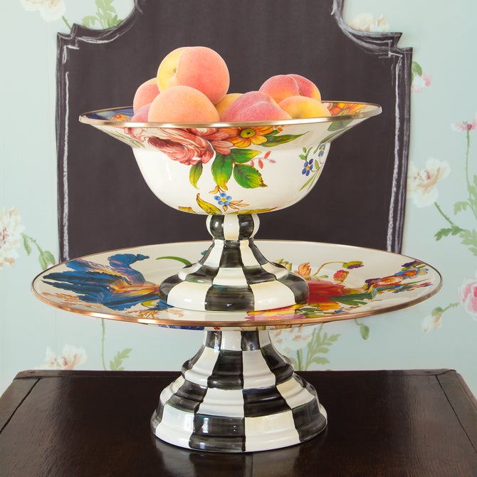 White Flower Market Large Pedestal Platter image number 2