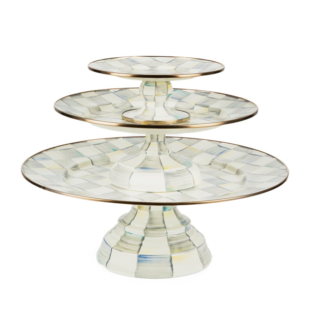 Sterling Check Pedestal Platters, Set of 3 mackenzie-childs Panama imagen 1