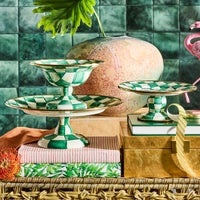 Emerald Check Small Pedestal Platter