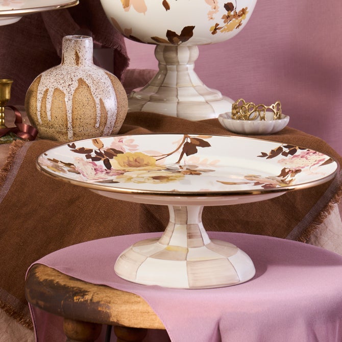 Wild Rose White Small Pedestal Platter image number 5