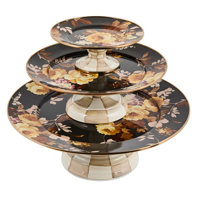 Wild Rose Brown Small Pedestal Platter image number 2