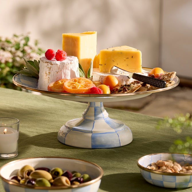 Sky Check Small Pedestal Platter image number 5