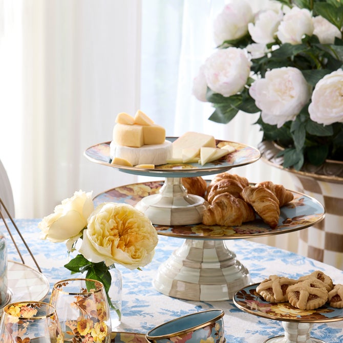 Wild Rose Slate Small Pedestal Platter image number 1