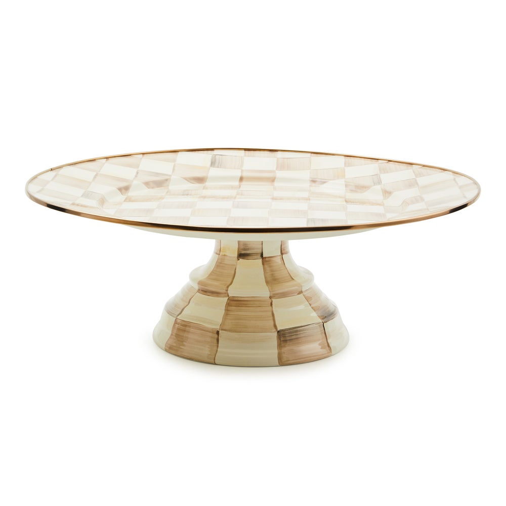 Check Pedestal Platter - Mocha Check, Small mackenzie-childs Panama imagen 1