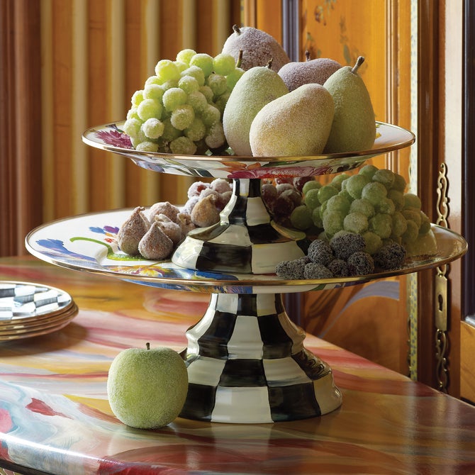 White Flower Market Small Pedestal Platter image number 1
