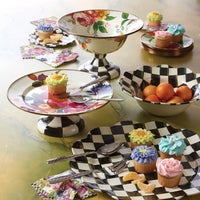 White Flower Market Small Pedestal Platter