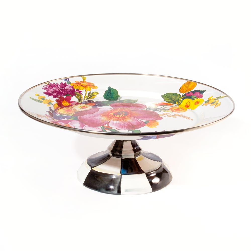 Floral Pedestal Platter - White Flower Market, Small mackenzie-childs Panama imagen 1