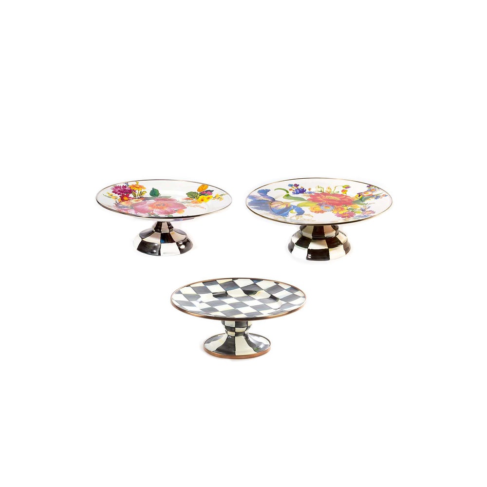 Flower Market White & Courtly Check Pedestal Platter Set mackenzie-childs Panama imagen 1