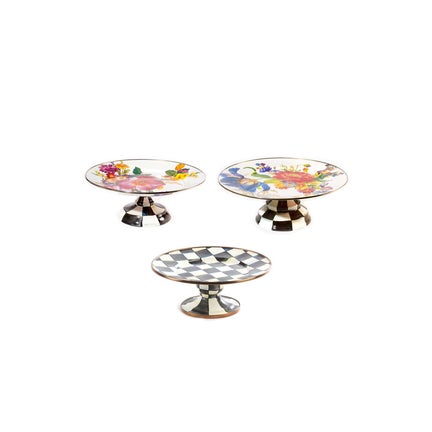 Flower Market White & Courtly Check Pedestal Platter Set