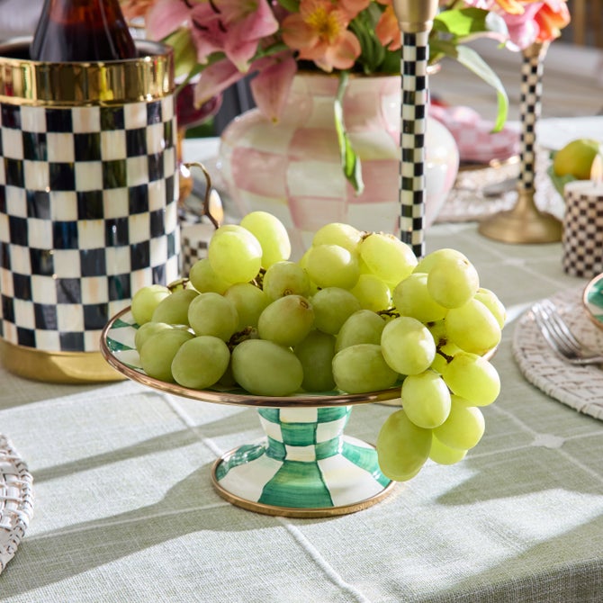 Emerald Check Mini Pedestal Platter image number 4