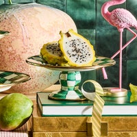 Emerald Check Mini Pedestal Platter