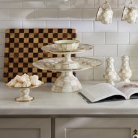 Mocha Check Mini Pedestal Platter