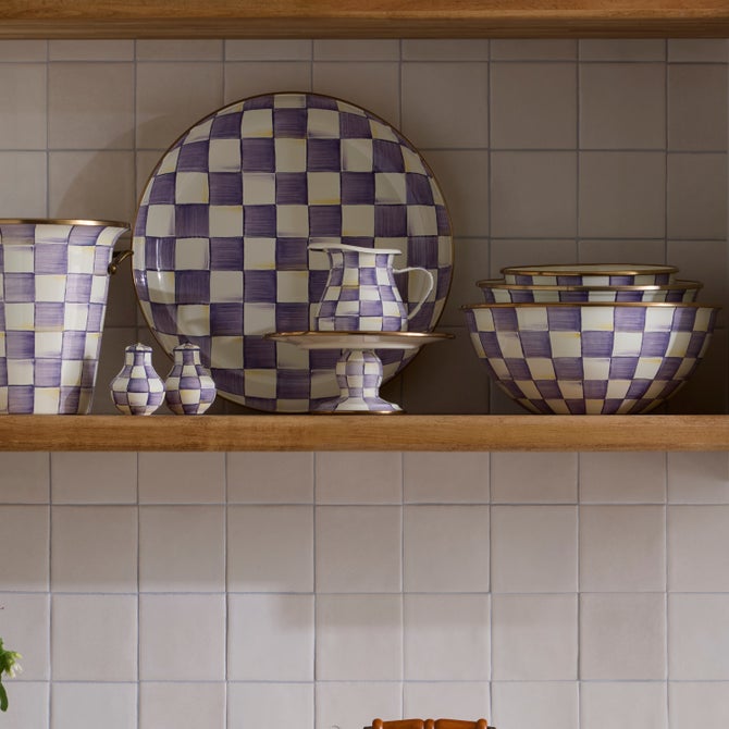 Violet Check Mini Pedestal Platter image number 4