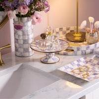 Violet Check Mini Pedestal Platter